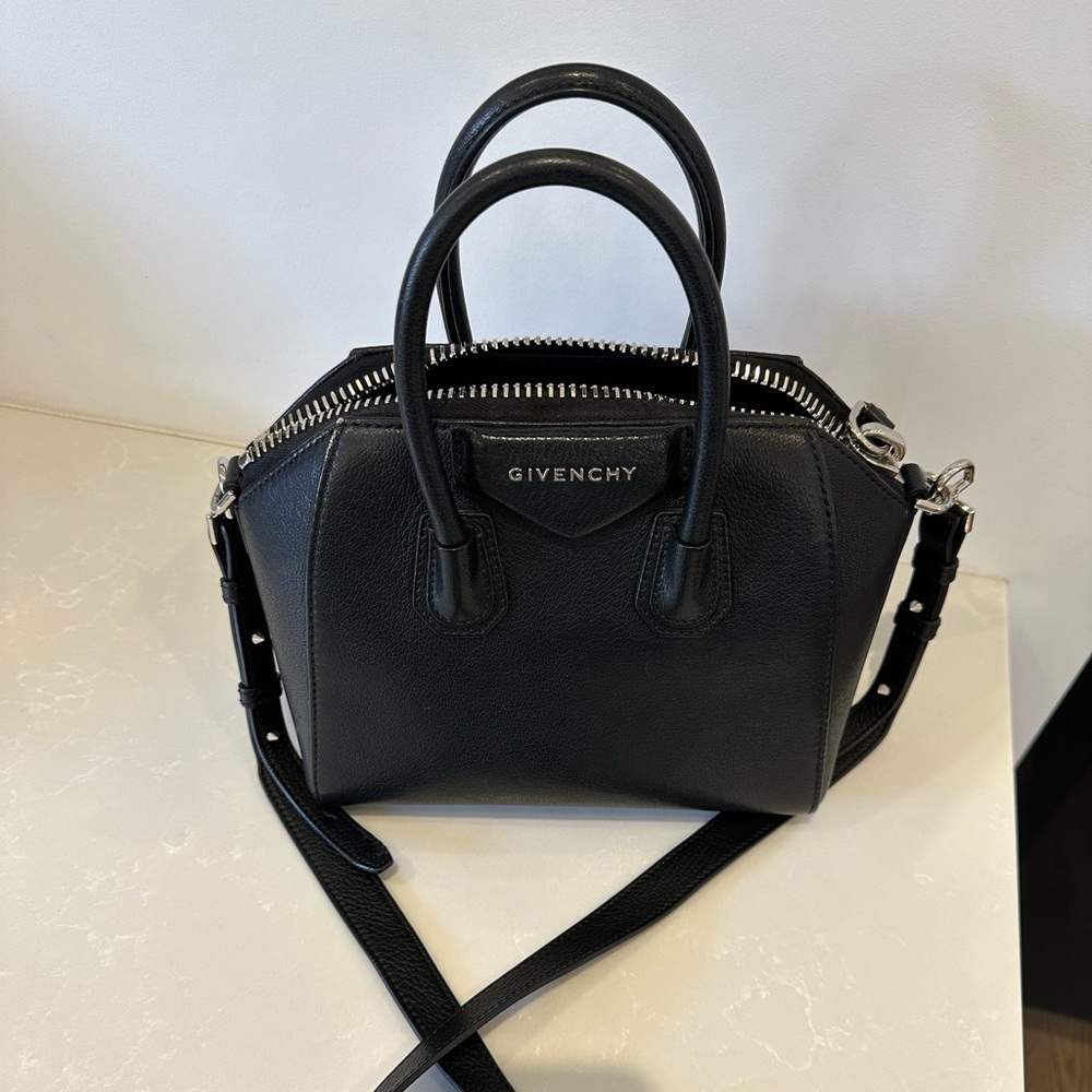 Authentic black mini Givenchy antigona with crossbody strap